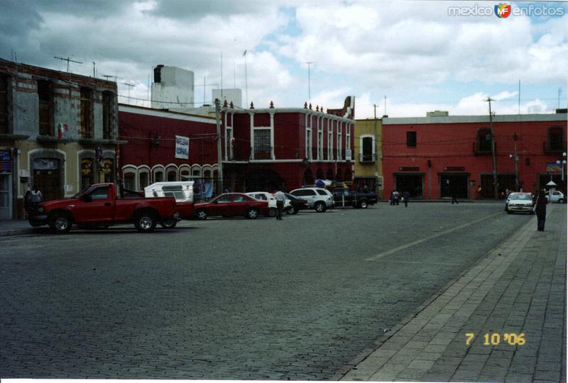 Portales en la plaza central de Huamantla, Tlaxcala