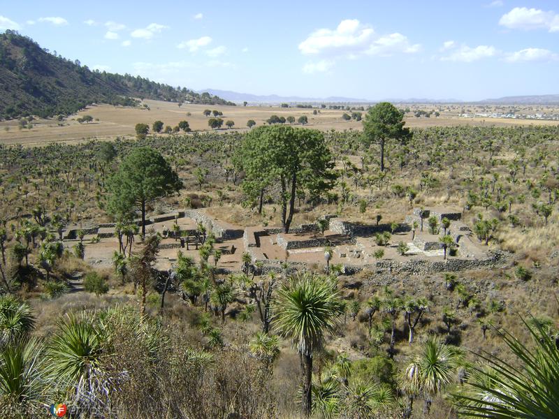 Zona habitacional "rural" desde la Acrópolis. Cantona. 2011