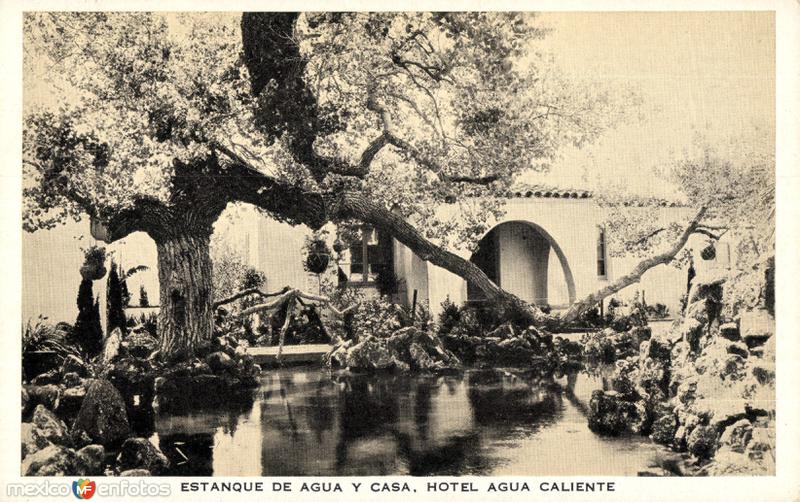 Estanque de agua y casa, Hotel Agua Caliente