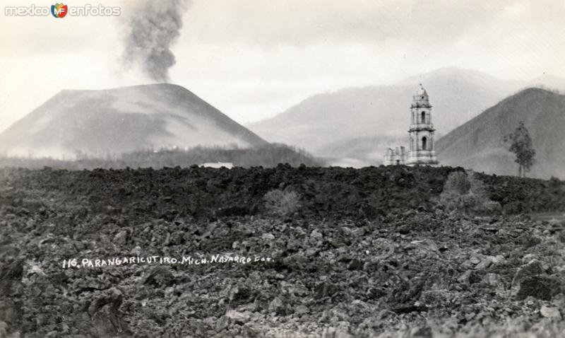 Templo de Parangaricutiro, cubierto de lava