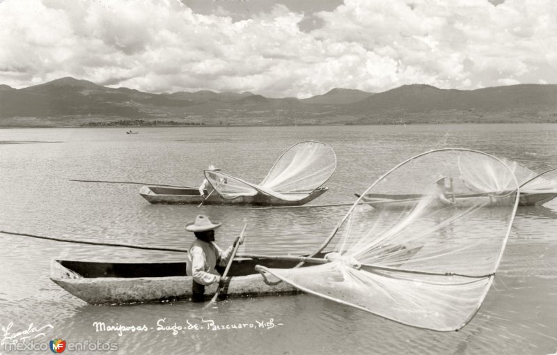 Pescadores en el lago de Pátzcuaro