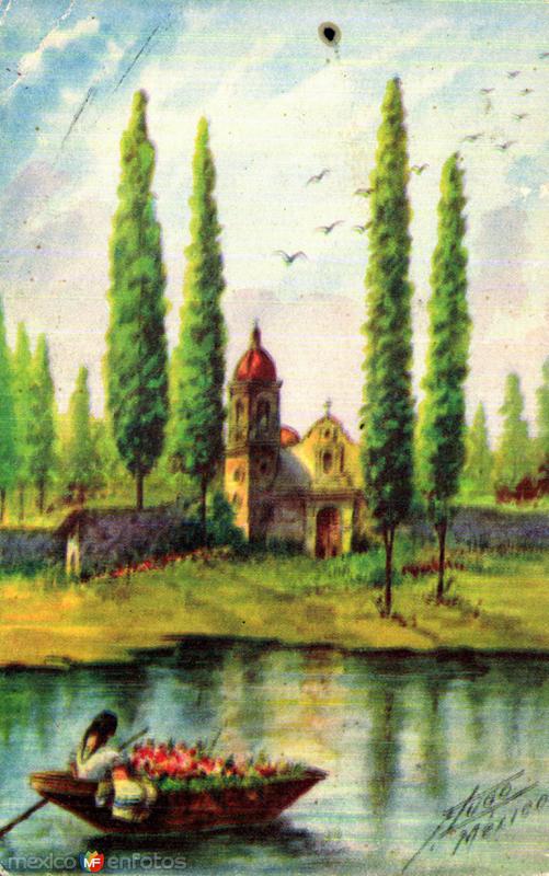 Iglesia de Xochimilco - F Lugo, Dibujos y Pinturas (MX13229838191557)