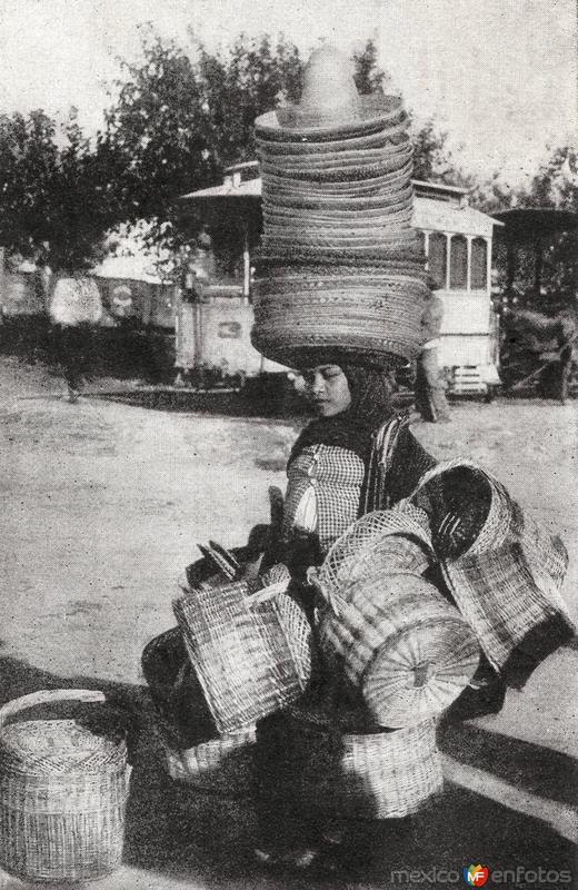 Vendedora de canastas y sombreros