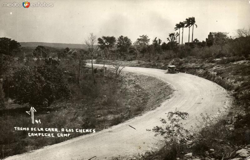 Tramo de la carretera a Los Chenes