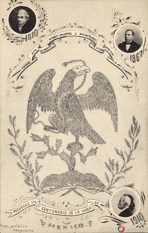 Postal conmemorativa del Primer Centenario de la Independencia (1910)