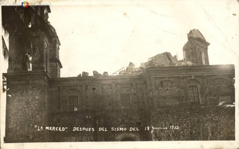 Templo de La Merced, después del sismo de 18 de junio de 1932