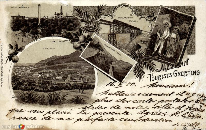 Vista de Zacatecas, Aguascalientes, el Puente de Encarnación y el Cañón de Nochistongo