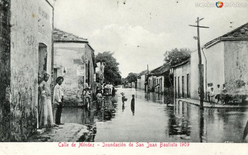 Inundación de Villahermosa, en 1909: Calle de Méndez