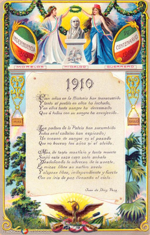 Postal conmemorativa del centenario de la Independencia, en 1910