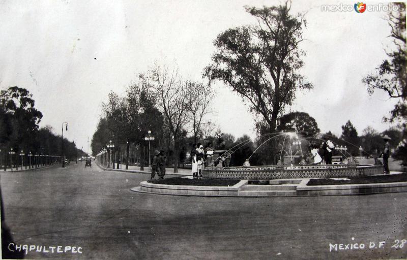 Avenida y Fuente en Chapultepec