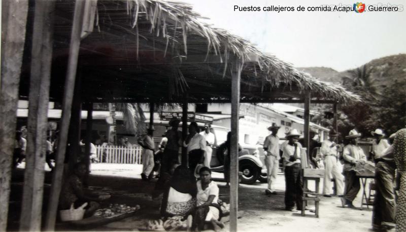 Puestos callejeros de comida Acapulco, Guerrero ( Fechada el 21 de Julio de 1935 ).