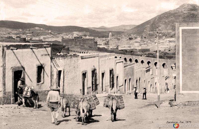 Zacatecas, calle típica con arriero