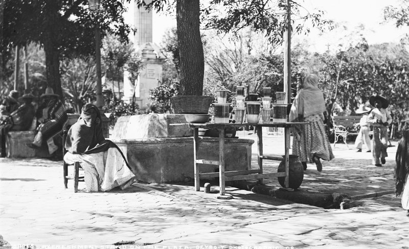 Puesto de bebidas en la Plaza de Armas (por William Henry Jackson, 1891)