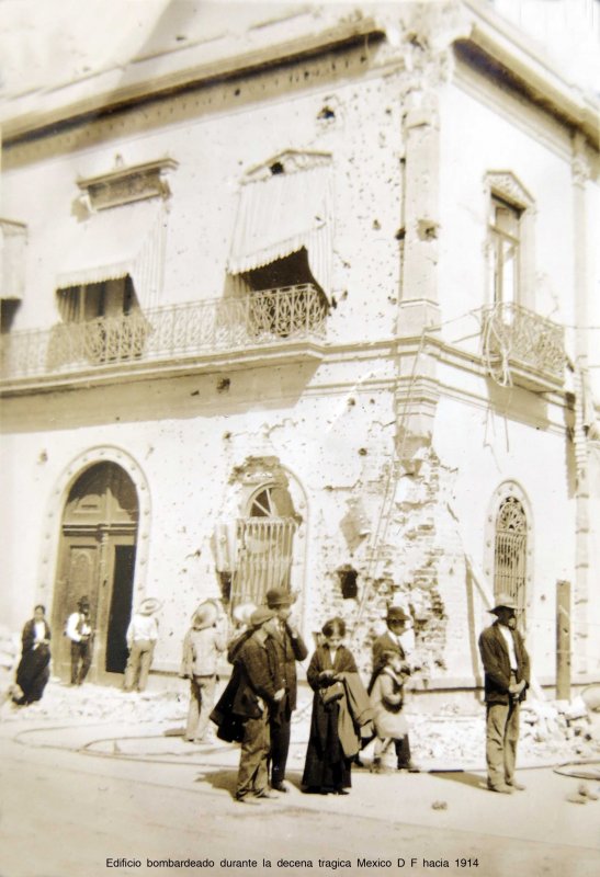 Edificio bombardeado durante la decena tragica Mexico D F