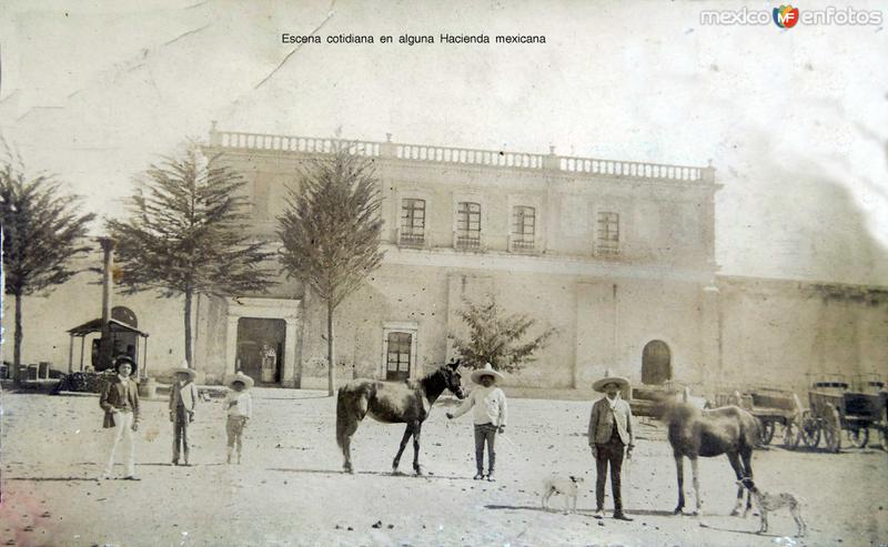 Escena cotidiana en alguna Hacienda mexicana