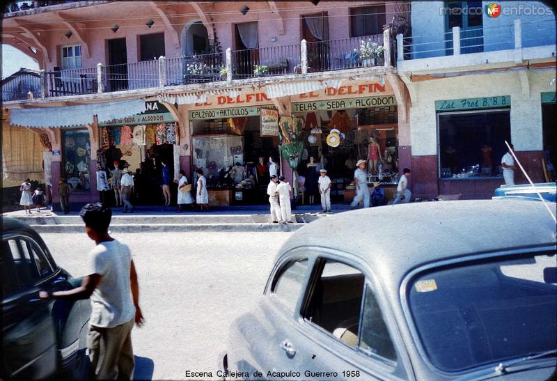 Escena Callejera de Acapulco Guerrero 1958