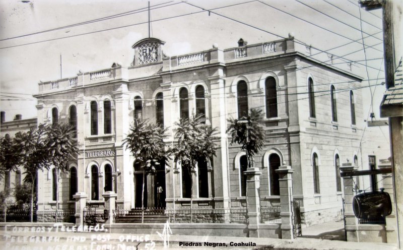 Oficina de Correos y Telegrafos Piedras Negras Coahuila ( Fechada en 1944 )