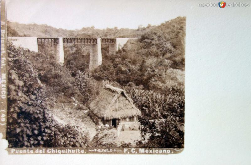 Puente del Chiquihuite via del Ferrocarril Mexicano por el fotografo Abel Briquet