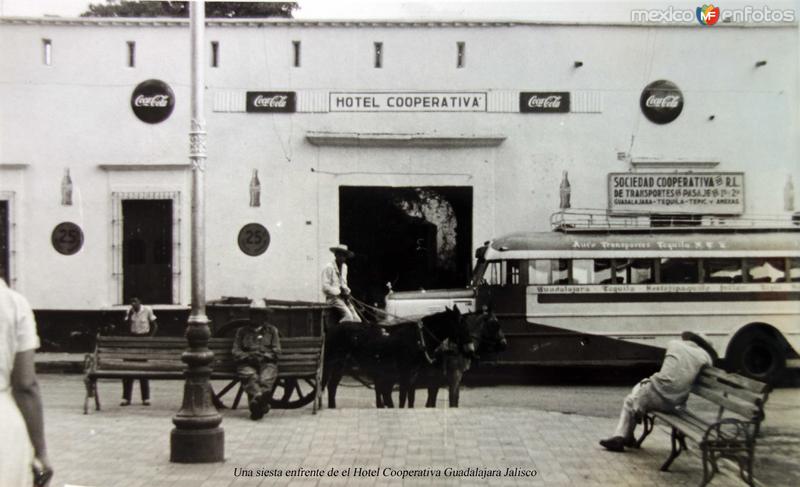 Una siesta enfrente de el Hotel Cooperativa Guadalajara Jalisco.