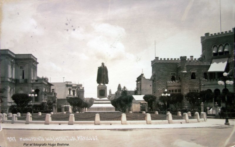 Monumento a Washington Por el fotografo Hugo Brehme ( Circulada el 23 de Agosto de 1928 ).