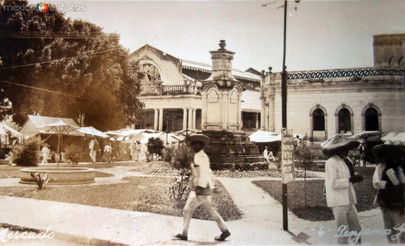 Mercado de Penjamo Guanajuato ( Circulada el 4 de Julio de 1928 ).