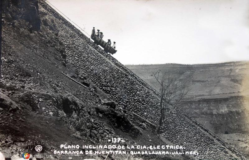 Plano inclinado de la Cia Electrica de la barranca de Huentitan ( Circulada el 25 de Julio de 1934 ).