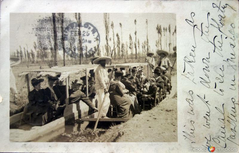 Los canales de Xochimilco ( Circulada el 25 de Febrero de 1906 ).