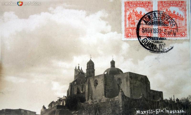 Escena de la Iglesia MARFIL Guanajuato ( Circulada el 5 de Noviembre de 1932 ).