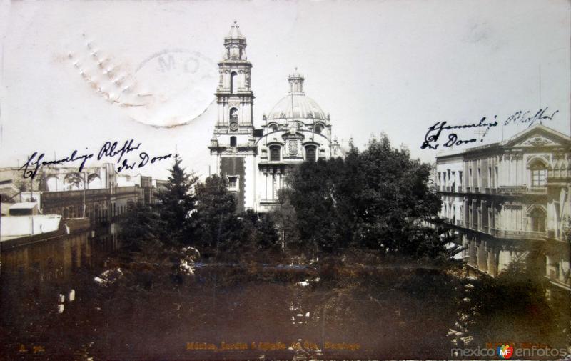 Jardin e Iglesia de Santo Domingo por el fotografo Felix Miret (Circulada el 8 de Julio de 1910 ).