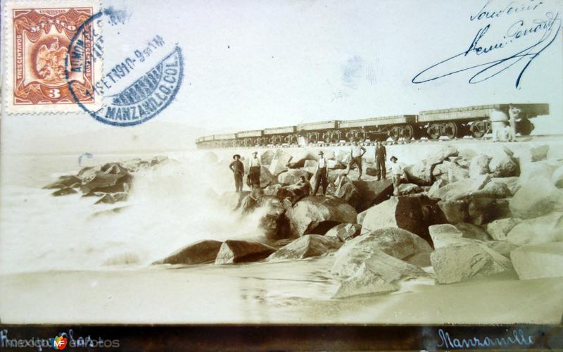 Rompe olas Manzanillo, Colima ( Circulada el 11 de Septiembre de 1910 )