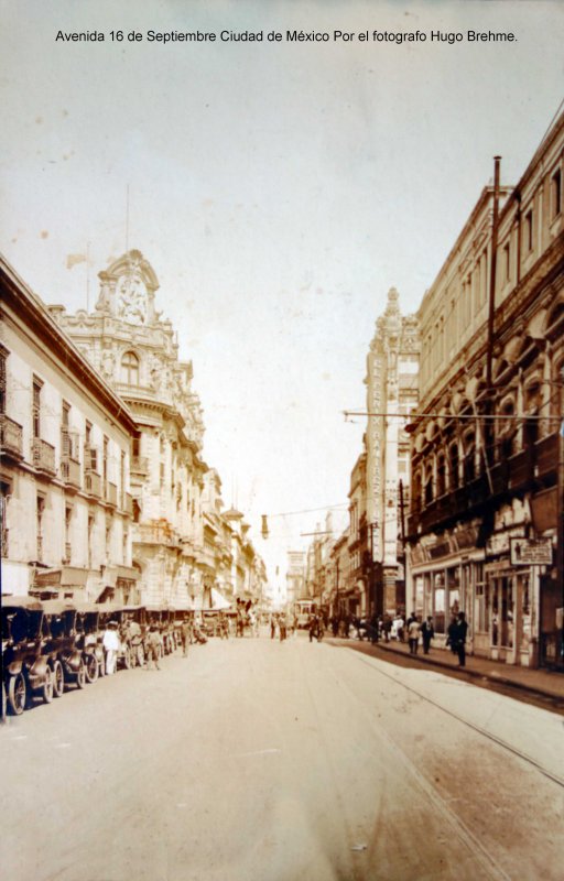 Avenida 16 de Septiembre Ciudad de México Por el fotografo Hugo Brehme ( Circulada el 31 de Sep- 1919 ).