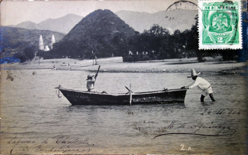 El lago de Chapala, Jalisco ( Circulada el 24 de Febrero de 1905 ).