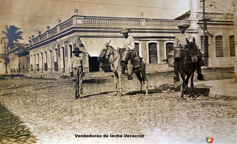 Tipos mexicanos Vendedores de leche Veracruz .