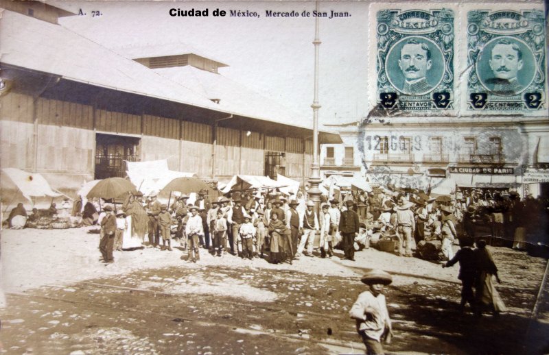 Meercado de San Juan por el fotografo Felix Miret ( Circulada el 12 de Agosto de 1918 )