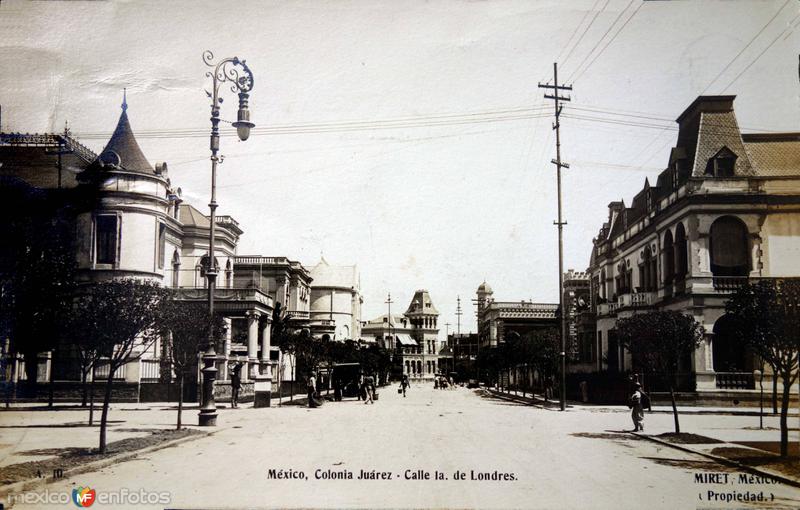 Colonia Juarez Calle Primera de Londres por el Fotógrafo Félix Miret ( Circulada el 5 de Junio de 1912 ).