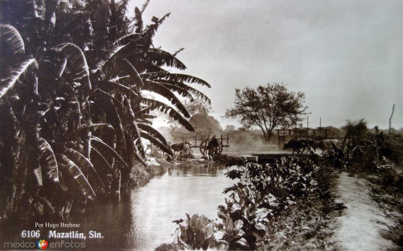 Escena tipica sobre el Rio por el Fotógrafo Hugo Brehme.