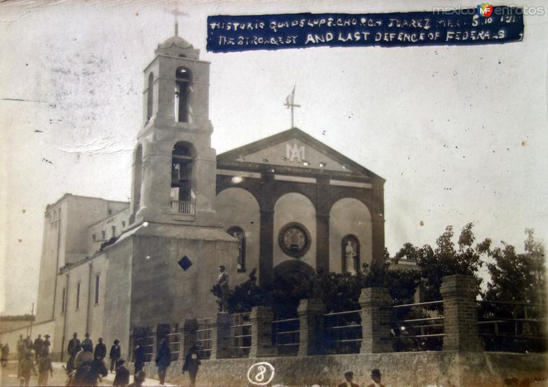 Historica iglesia bombardeada durante La Revolucion Mexicana ( Circulada el 11 de Junio de 1911 )