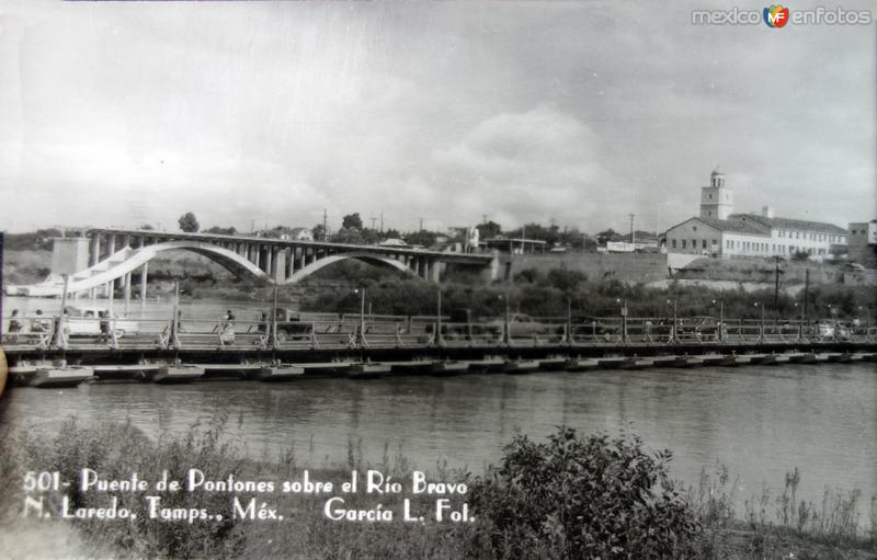 Puente de Pontones sobre el Rio Bravo ( Circulada el 15 de Agosto de 1956 )