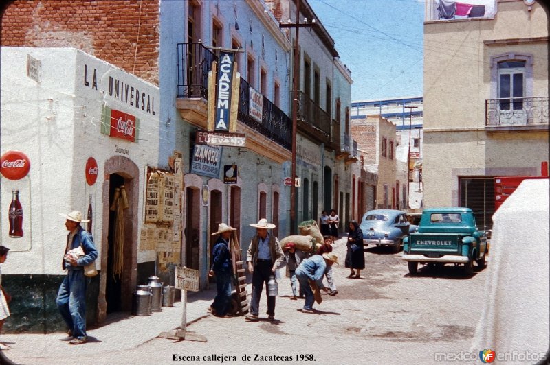 Escena callejera  de Zacatecas 1958.