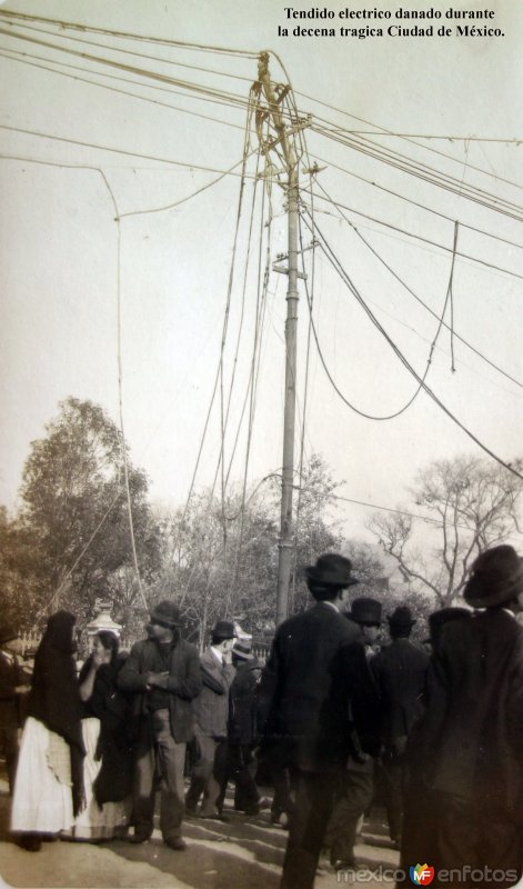 Tendido electrico danado durante  la decena tragica Ciudad de México.