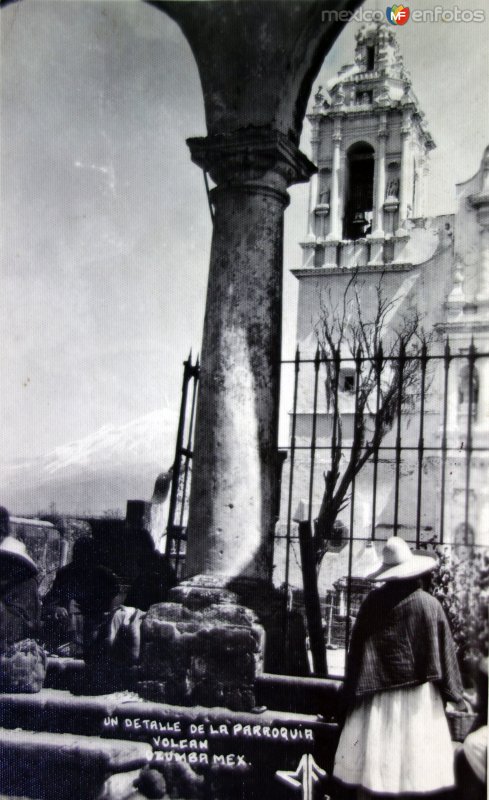 Un detalle de La Parroquia y el Volcan.( Circulada el 9 de Junio de 1940 ).