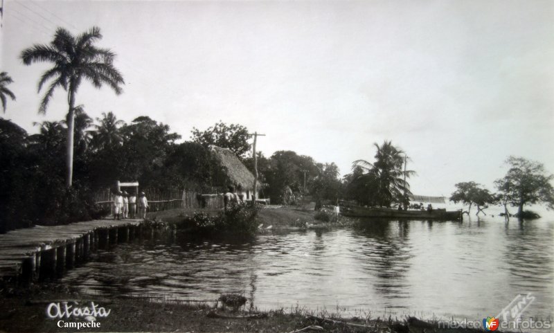 Embarcadero y puente. ( Circulada el 7 de Febrero de 1936 ).