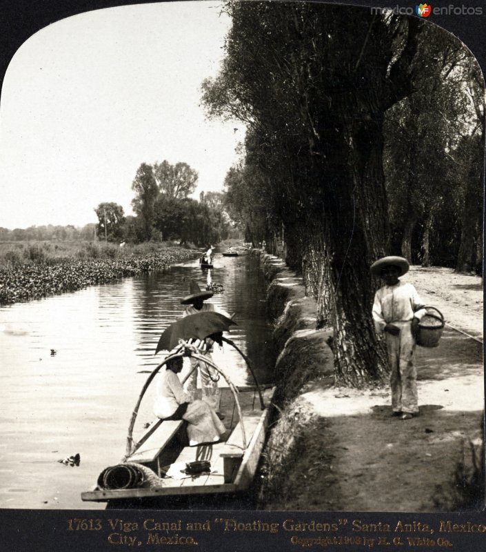 Canal de La Viga y jardines flotantes de Santa Anita Ciudad de México 1908