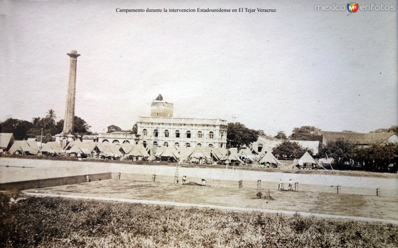 Campamento durante la intervencion Estadounidense en El Tejar Veracruz.