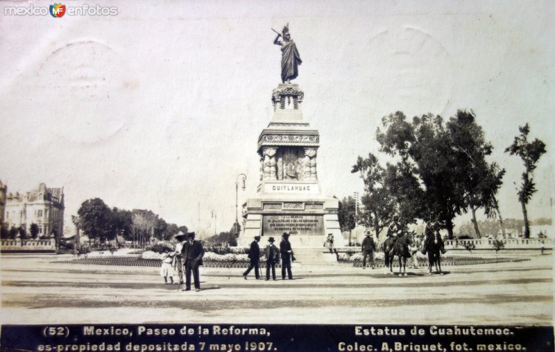 Paseo de La Reforma  por el Fotógrafo  Abel Briquet.  ( Circulada el 28 de Octubre de 1910 ).