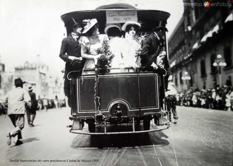 Desfile Septembrino del carro presidencial Ciudad de México 1905