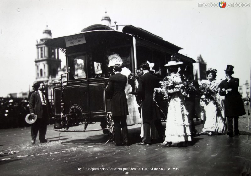 Desfile Septembrino del carro presidencial Ciudad de México 1905