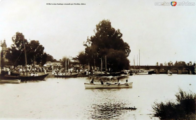 El Rio Lerma Santiago cruzando por Ocotlán, Jalisco ( Circulada el 22 de Septiembre de 1924 ).