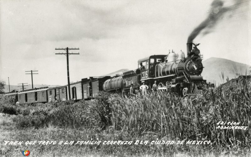 Tren que transportó a la familia Carranza a la Ciudad de México