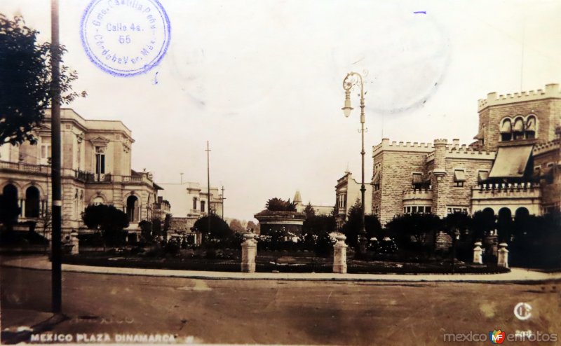 La Plaza Dinamarca. ( Circulada el 20 de Junio de 1920 ).